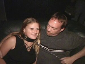 Blonde Freak On Leash Sperm Spray Theater Gangbang. This nasty blonde freak with pokey nipples gets taken to a dark porno theater to get a gangbang! Dirty D puts her on a leash and drags her around to suck and fuck every filthy pervert stranger! CUM