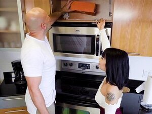 Petite Asian bangs big cock room mate. Petite brunette Asian cutie Rina Ellis surprised wan look at her room mates huge dick and then she gave it a try and sucked and fucked this monster cock