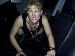 Real dilettante blond legal age teenager gangbanged and facialed inside a car