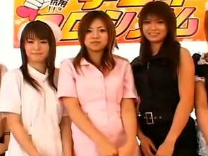 Subtitled Japanese amateurs handjob game with cumshots