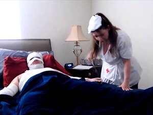 Chubby mature nurse in stockings wildly rides a stiff cock