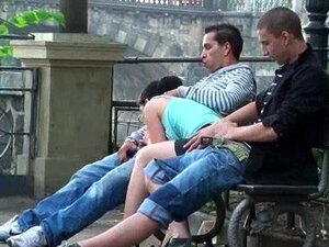 Witness A Smokin' Hot Threesome On The Streets! Our Sultry Brunette Takes On Two Lucky Guys In Broad Daylight To Satisfy Their Primal Desires. Outdoor Sex Never Looked So Good! Porn